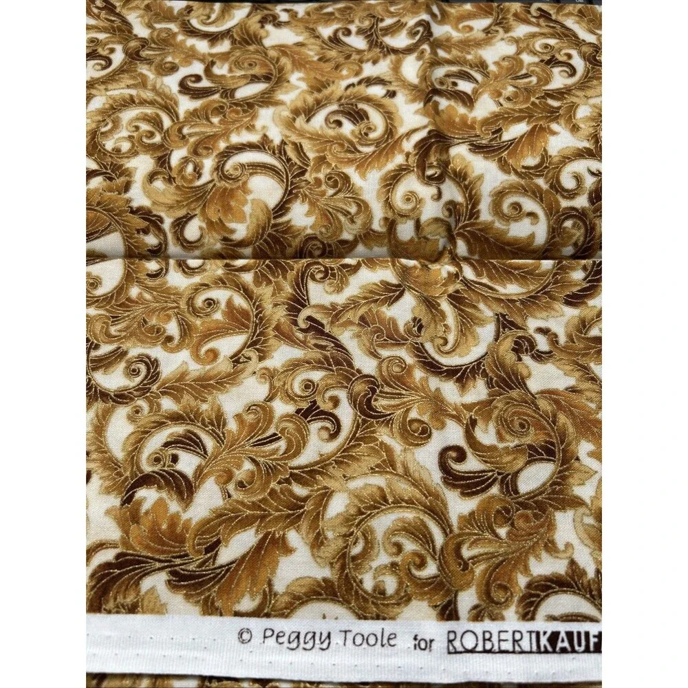 Peggy Toole Robert Kaufman Cotton Quilting Fabric Florentine Gold Scroll